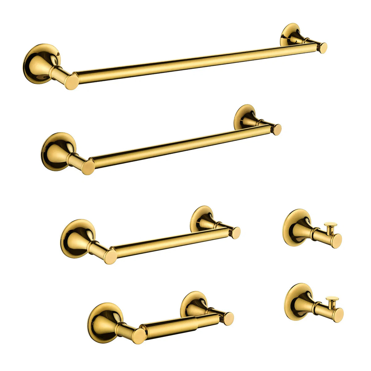 6 Piece Brass Bathroom Towel Rack Set Wall Mount - Image 4
