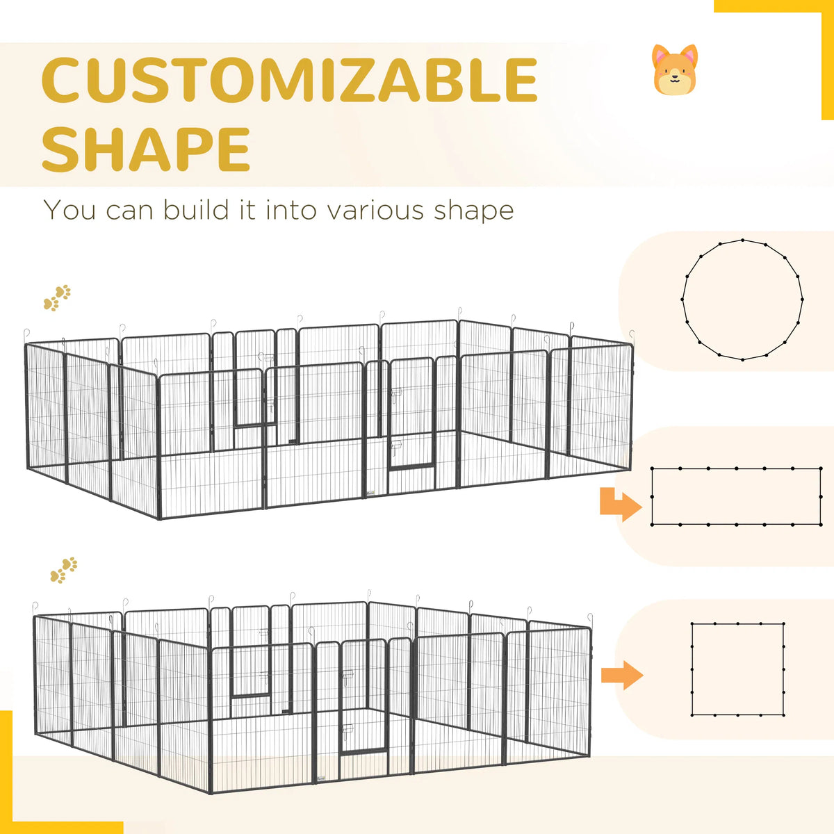 16 Panel 39" Height Heavy Duty Dog Playpen for Small Medium Large Dogs Grey - Image 2
