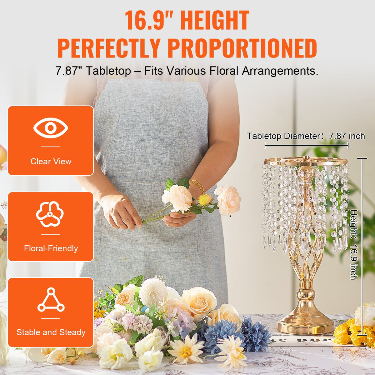 20PCS 43cm/16.9” Tall Crystal Wedding Flower Stand Vase For Party Decor - Image 3