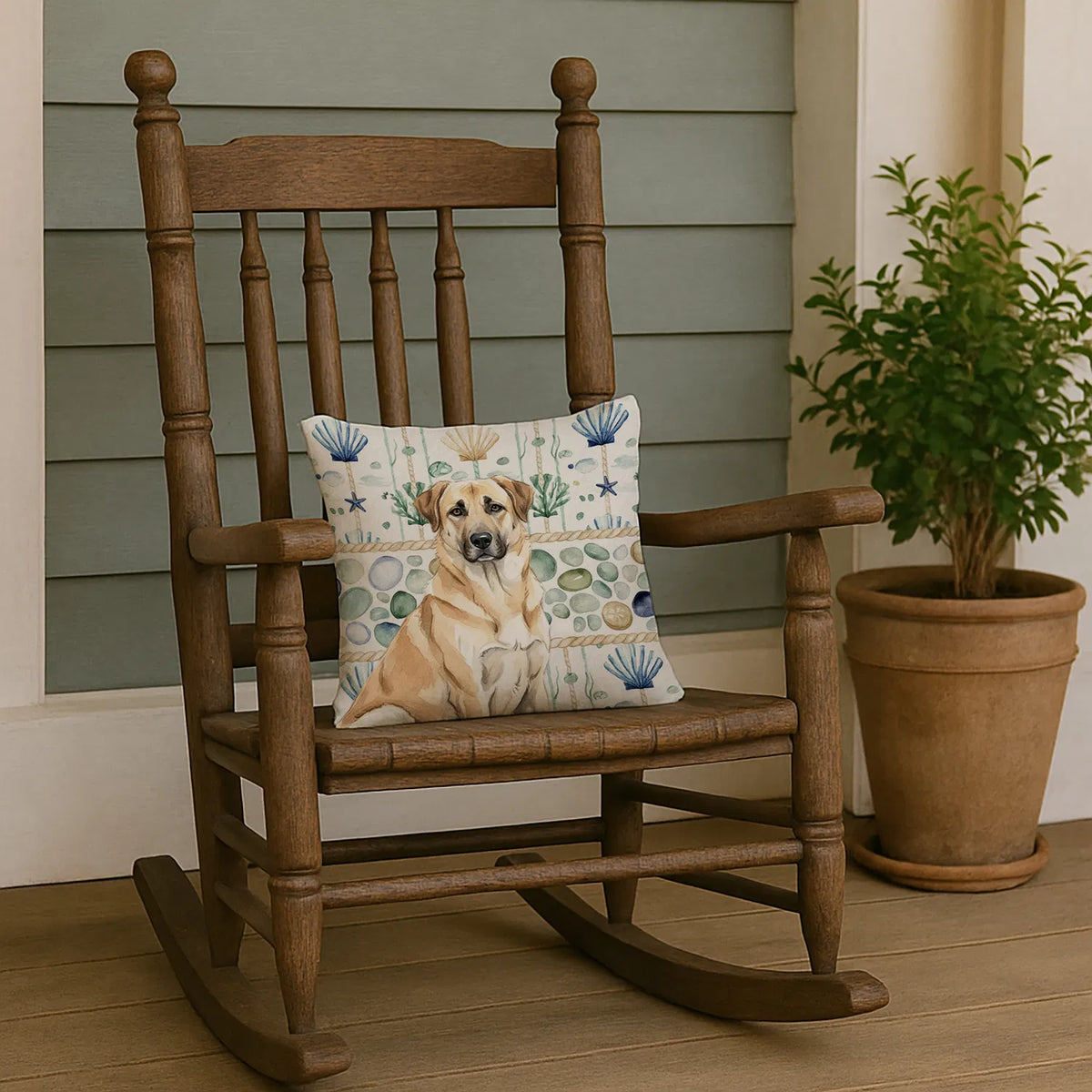 Anatolian Shepherd Dog Coastal Sea Glass Throw Pillow Decorative Indoor - Image 5