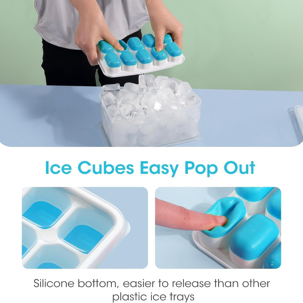 Ice Cube Tray With Lid And Bin 4 Pack Silicone Ice Cube Trays For Freezer - Image 3