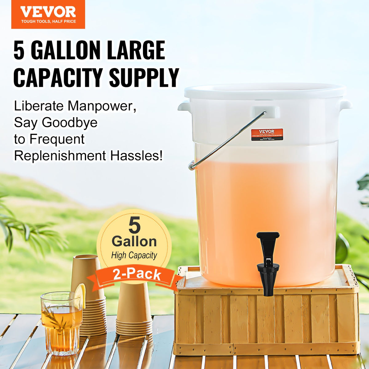 2 Piece Beverage Dispenser Gallon Drink Dispensers For Parties Plastic Juice - Additional View 5