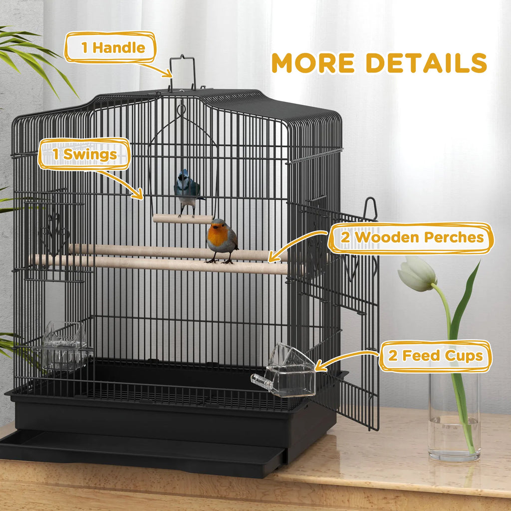 23" Bird Cage Finches Canaries Parrot Cage with Doors Perches 2 Feeder Pet - Image 4