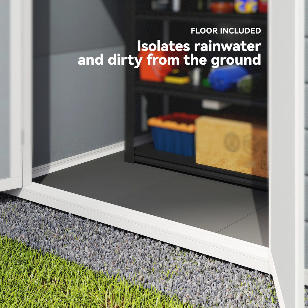 6x4.5FT Plastic Shed Lockable Garden Tool Storage House with Double Doors and - Image 3