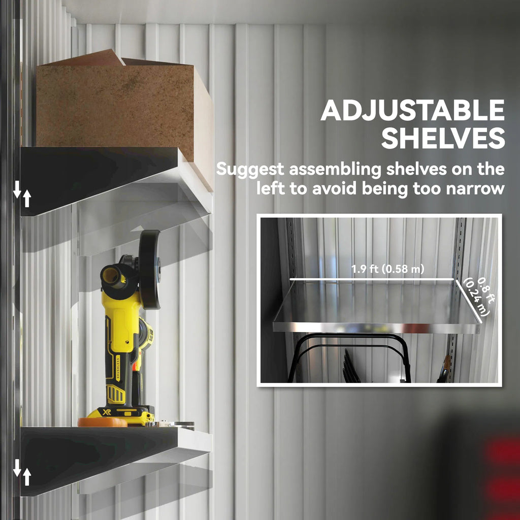 Outdoor Storage Shed Steel Lean to Shed with Adjustable Shelf Lock Gloves - Image 3