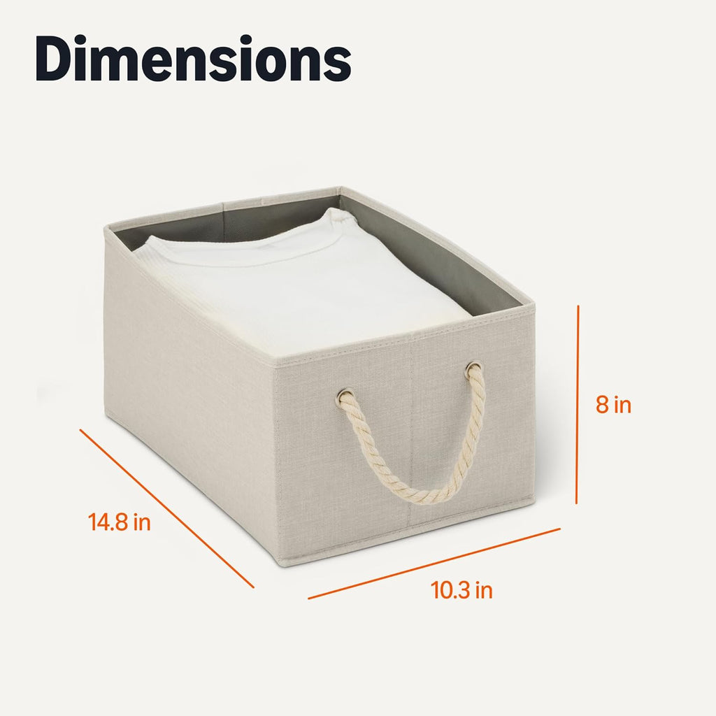 foldable storage bins with rope dimensions and features