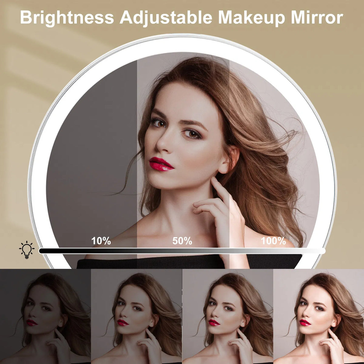 7.48In 5X Magnifying Lighted Makeup Mirror Dimmable Magnification Mirror With