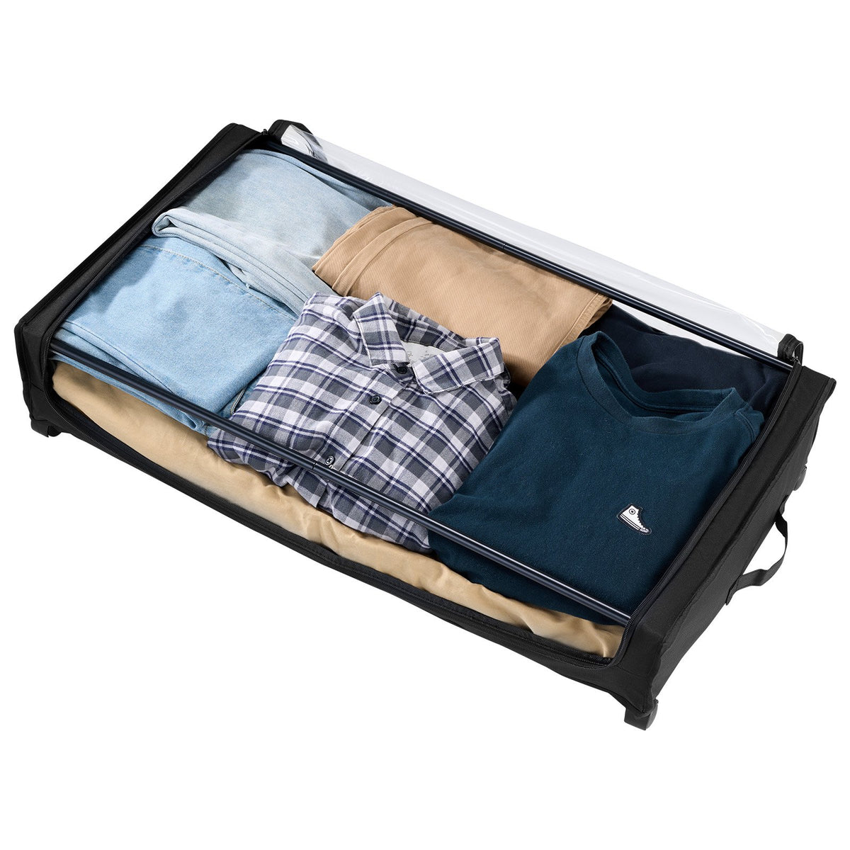 Rolling Under Bed Storage Containers with Clear Lids, 2-Pack - Main Front View