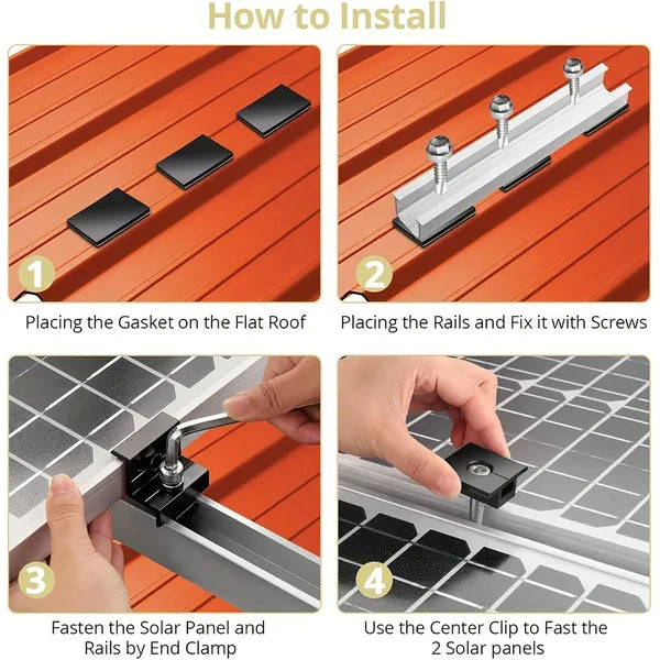 12cm U shaped Rail Solar Photovoltaic Bracket Silver Rail Six piece Set - Image 3