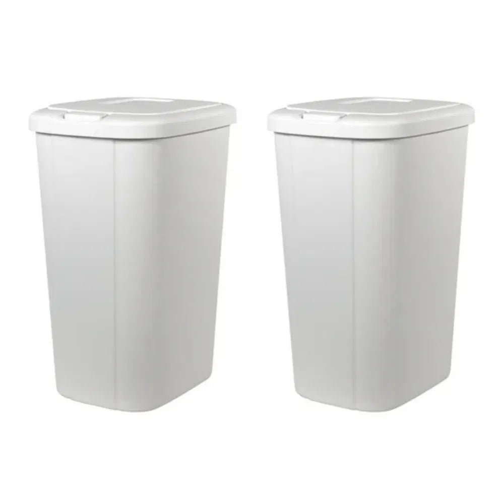 13.3 gal Touch Lid Trash Can White with Decorative Texture (2 Pack)(Shipment - Image 3