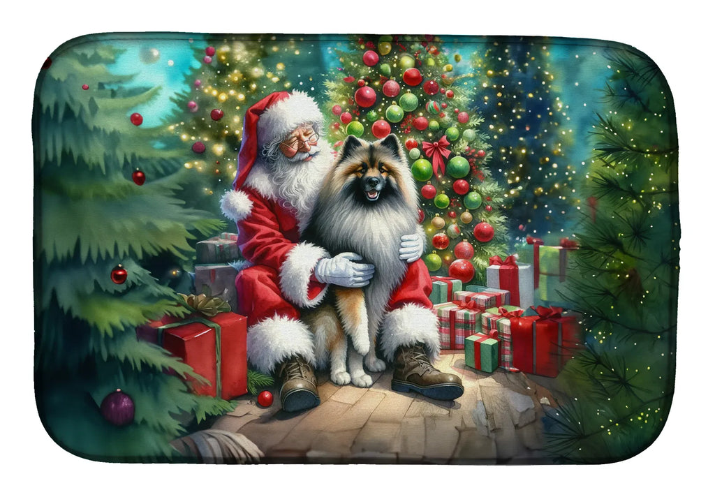 Keeshond and Santa Claus Dish Drying Mat Absorbent Dish Drying Mat Pad for - Image 4