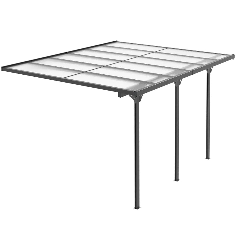 12x10 Wall-Mounted Polycarbonate Pergola with Aluminum Frame