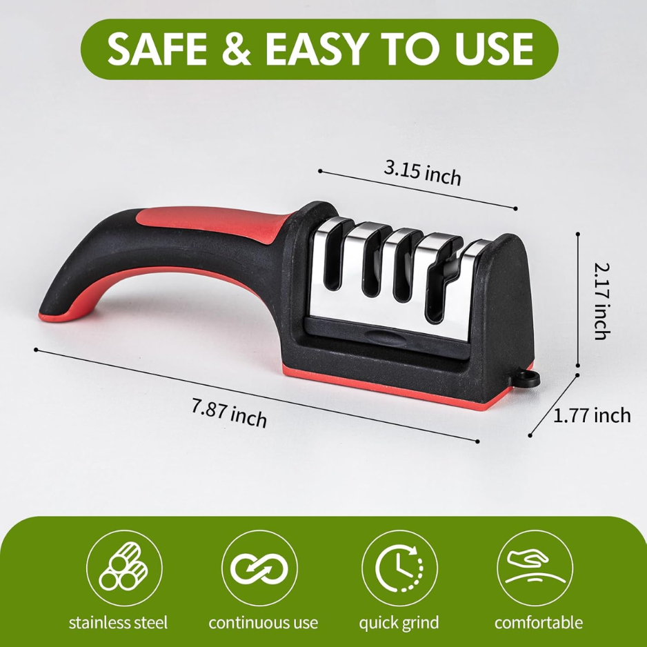 Professional 4 in 1 Manual Knife & Scissors Sharpener Tungsten & Ceramic - Image 3