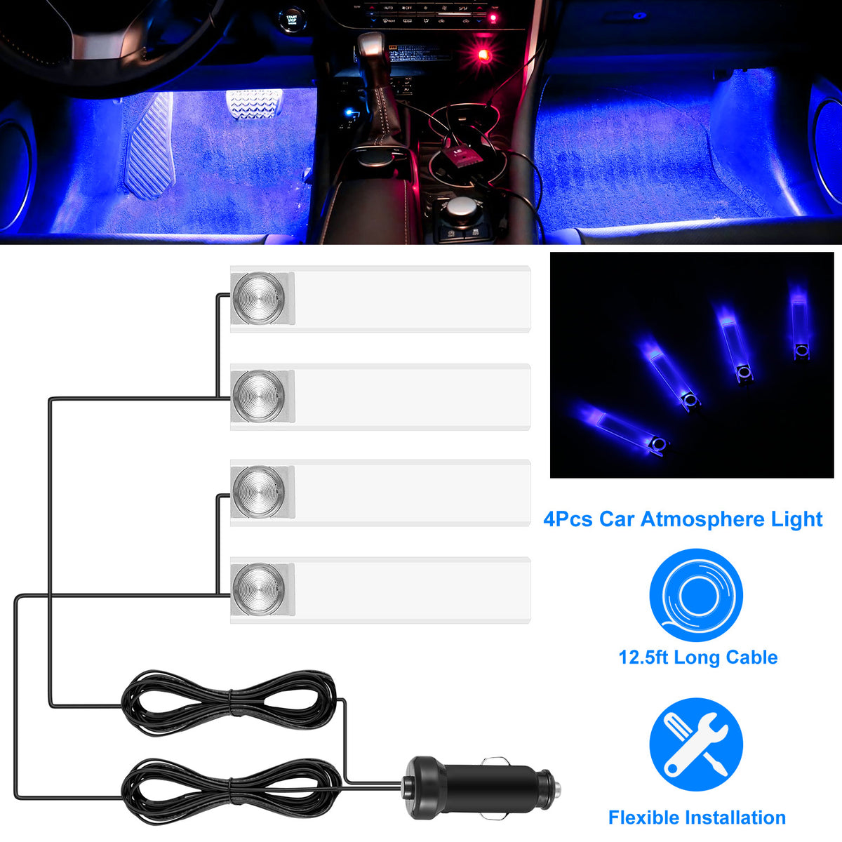 4pcs car interior led atmosphere main view
