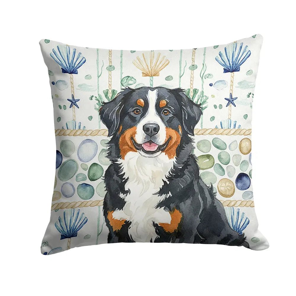 Bernese Mountain Dog Coastal Sea Glass Throw Pillow Decorative Indoor Outdoor - Image 8