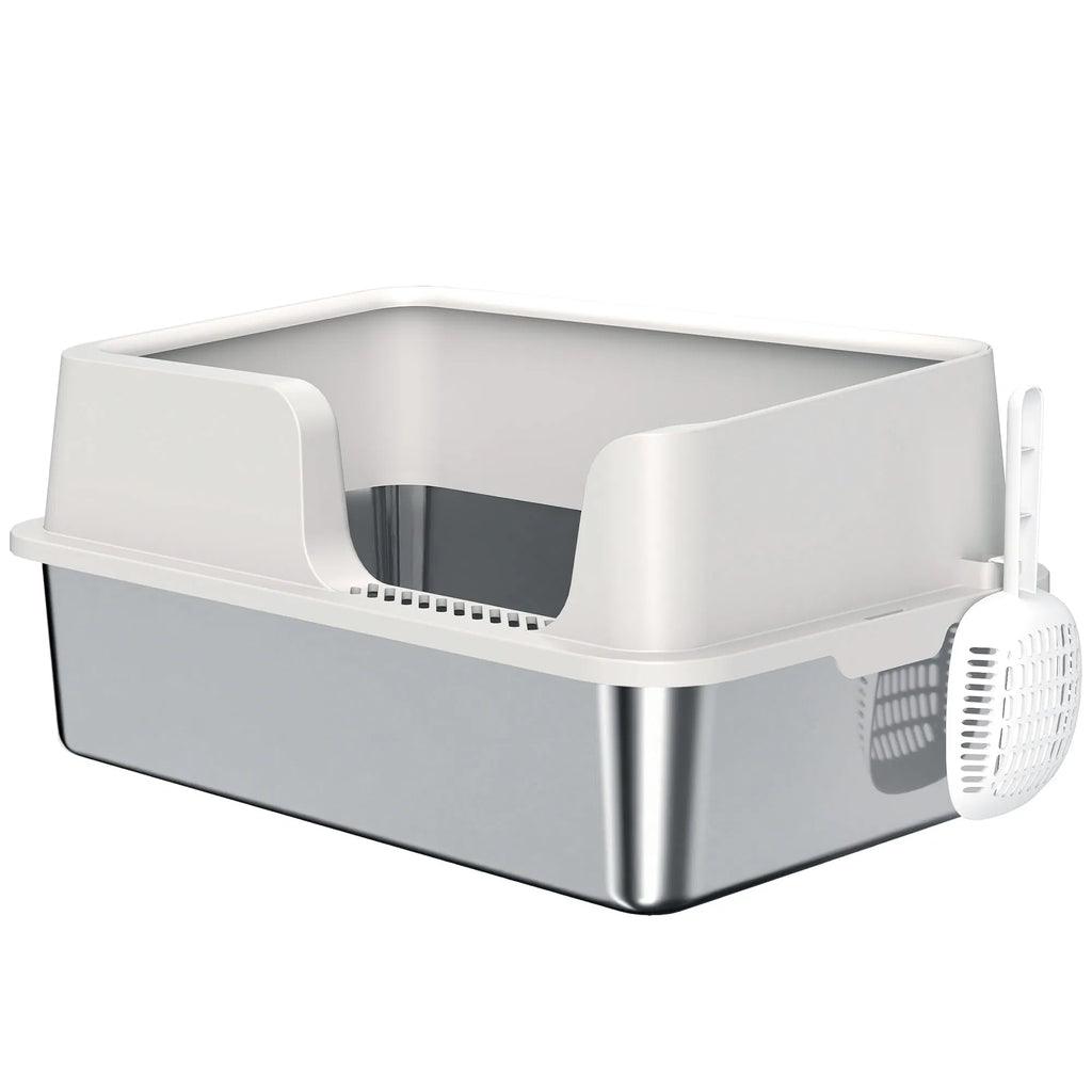 Stainless Steel Cat Litter Box with Lid with Scoop High Sided Non Stick & - Image 2
