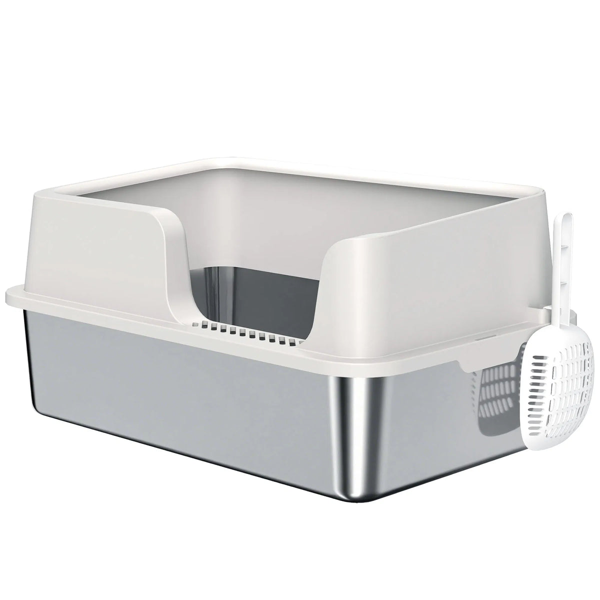 Stainless Steel Cat Litter Box with Lid with Scoop High Sided Non Stick & - Image 2