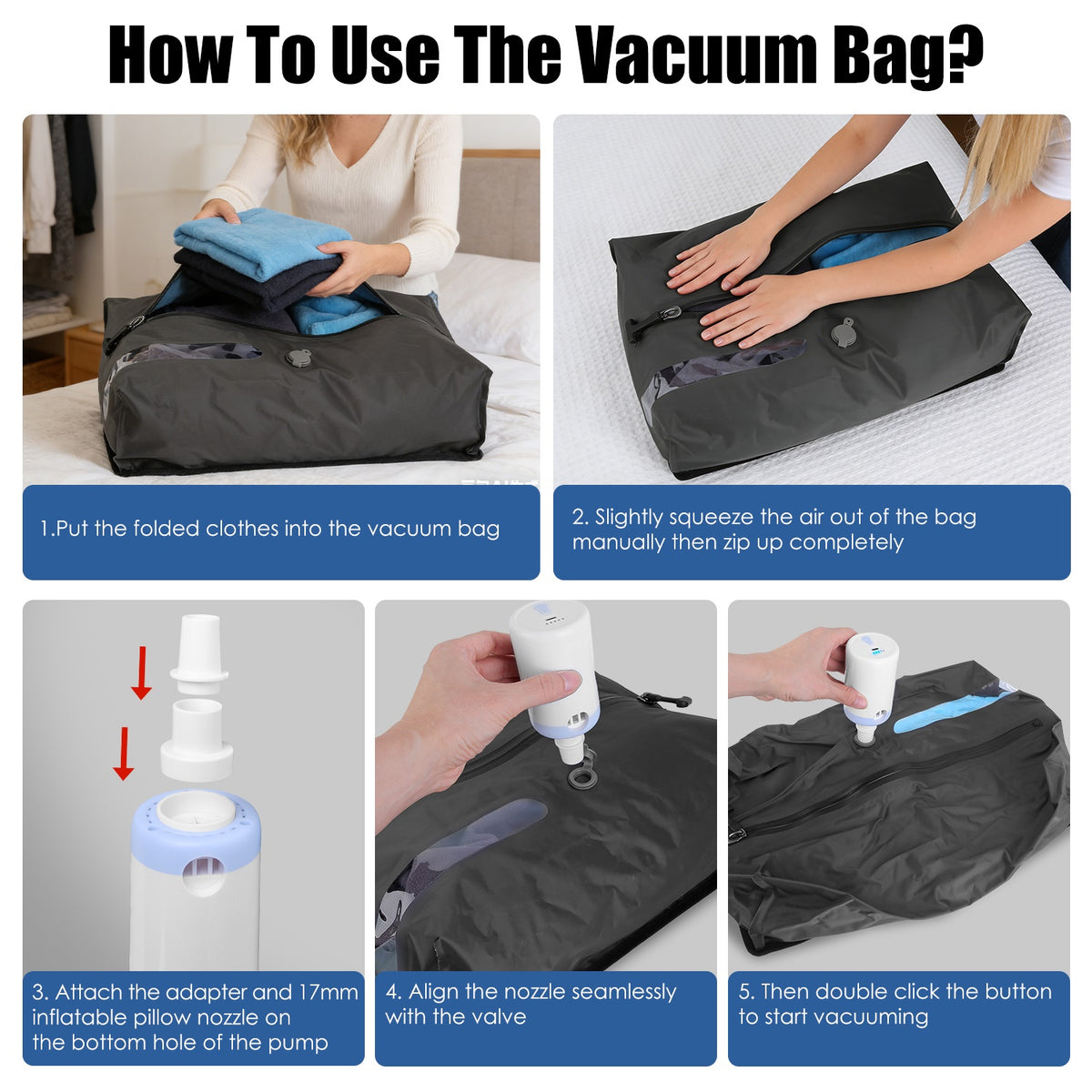 2Pcs 17L Vacuum Bags With Pump Clear Window Handle IP67 Waterproof TPU Vacuum - Image 4