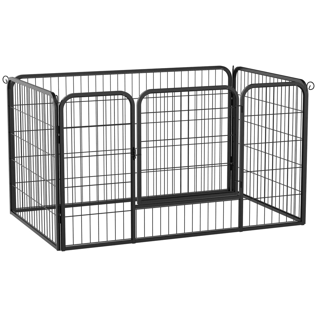 32"W 4 Panel Metal Dog Pen Exercise Pet Playpen Dog Indoor/Outdoor Fence Black - Image 3