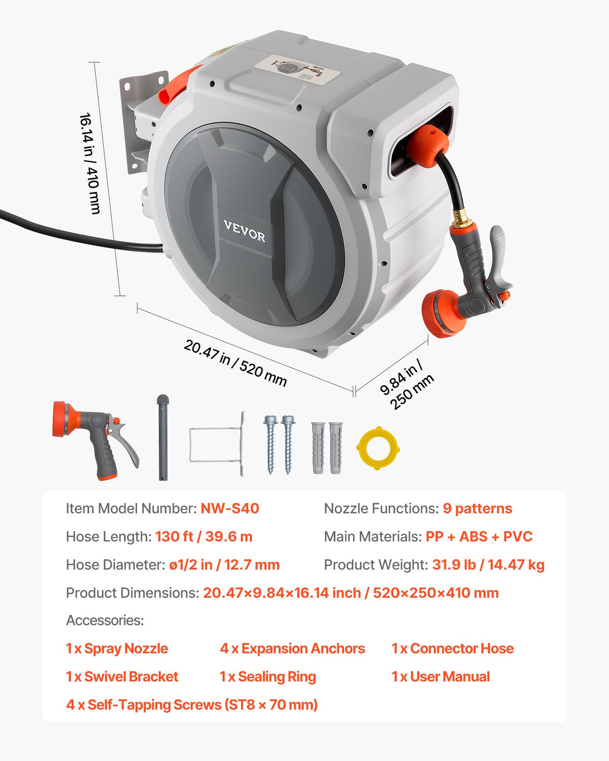 retractable garden hose reel in main view