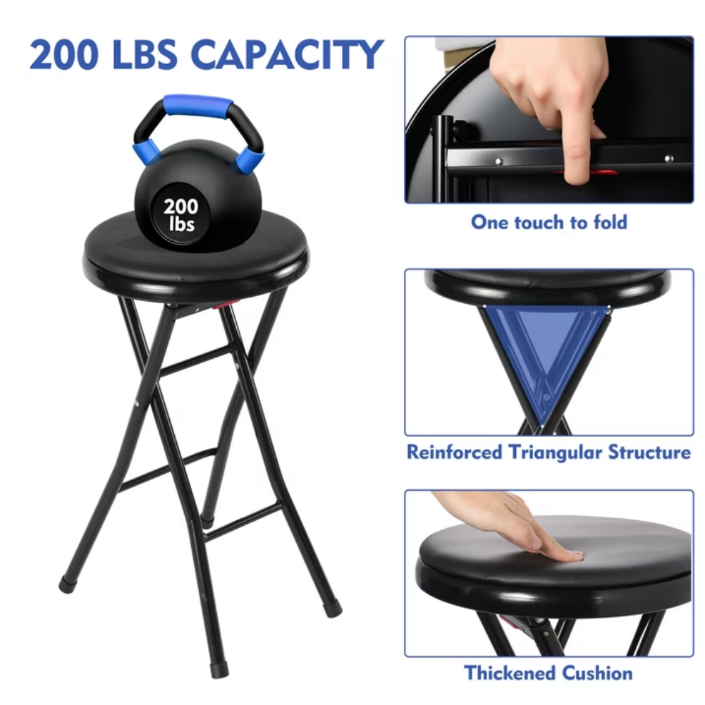 Vinyl Upholstered Folding Bar Stool Black 2 Pack Maximum Of 5 Orders Per Address