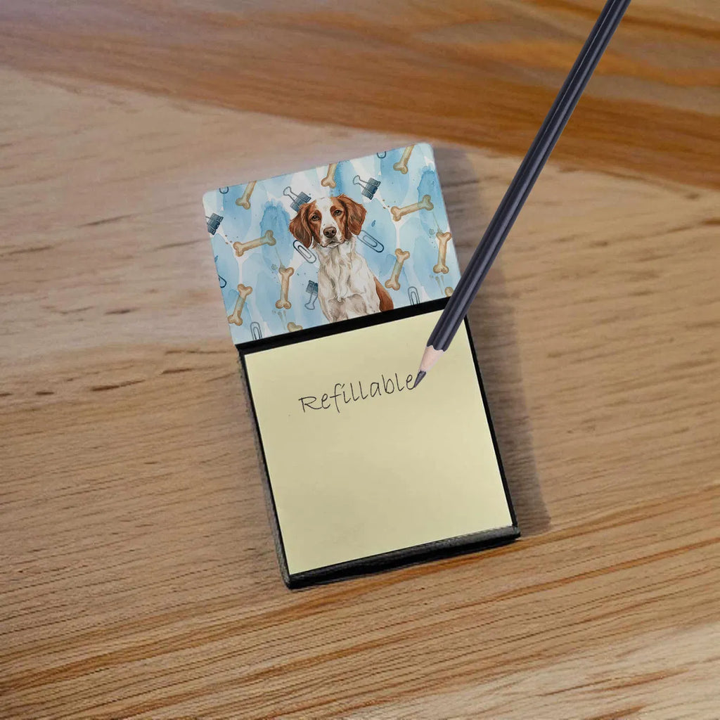 Liver And White Brittany Coworker Watercolor Sticky Note Holder Refillable - Image 2