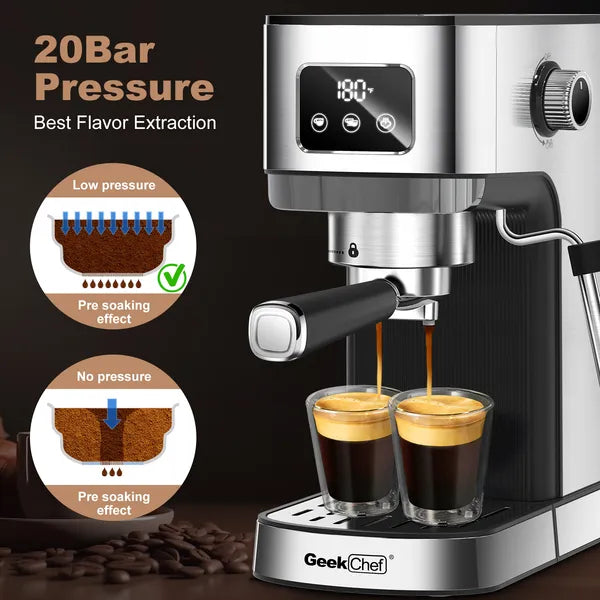 Geek Chef Espresso Machine Cappuccino & Latte Machine With ESE POD Filter & - Image 3