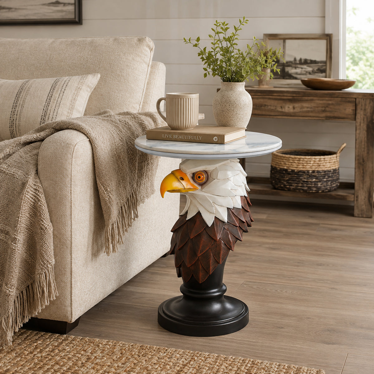 Eagle Head Accent Table Animal Statue End Tables Livingroom - Image 4