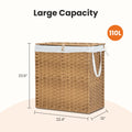 Laundry Basket with Lid 110 L Hand Woven Pp Rattan Laundry Basket with