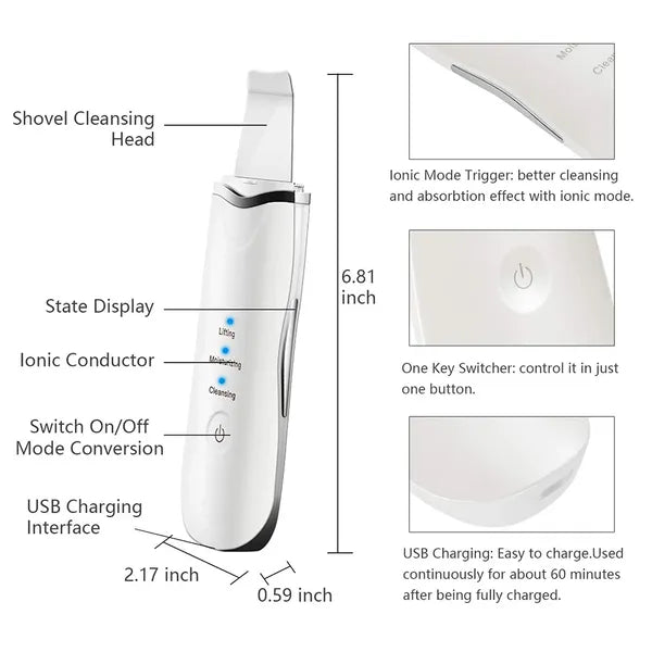 3 in 1 Ultrasonic Facial Spatula For Deep Cleansing Electric Ultrasonic Skin - Image 4