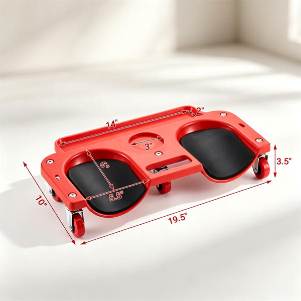 Red Rolling Knee Creeper With EVA Foam Cushioned Pads 300 LBS Capacity Garage - Image 2