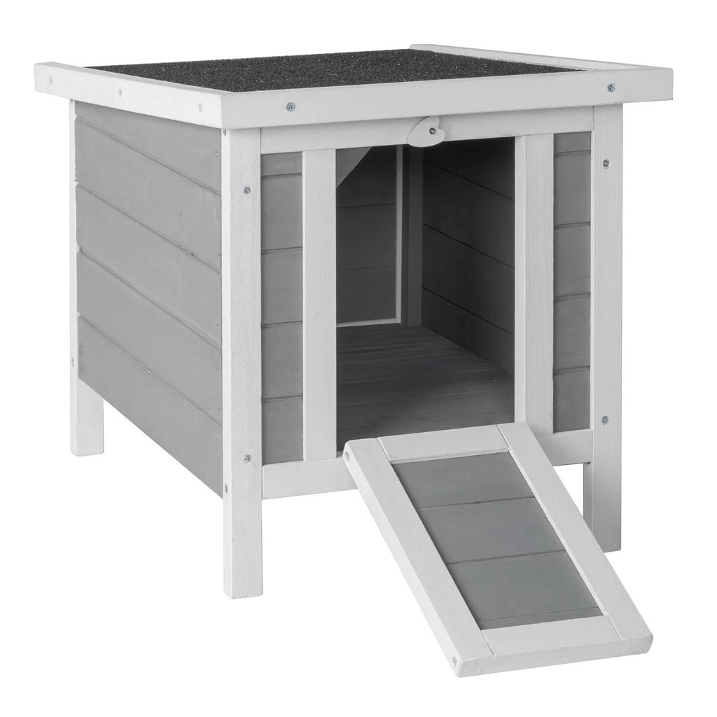 20" Wooden Waterproof Rabbit Hutch Pet Bunny Small Animal House Habitat Gray - Image 3