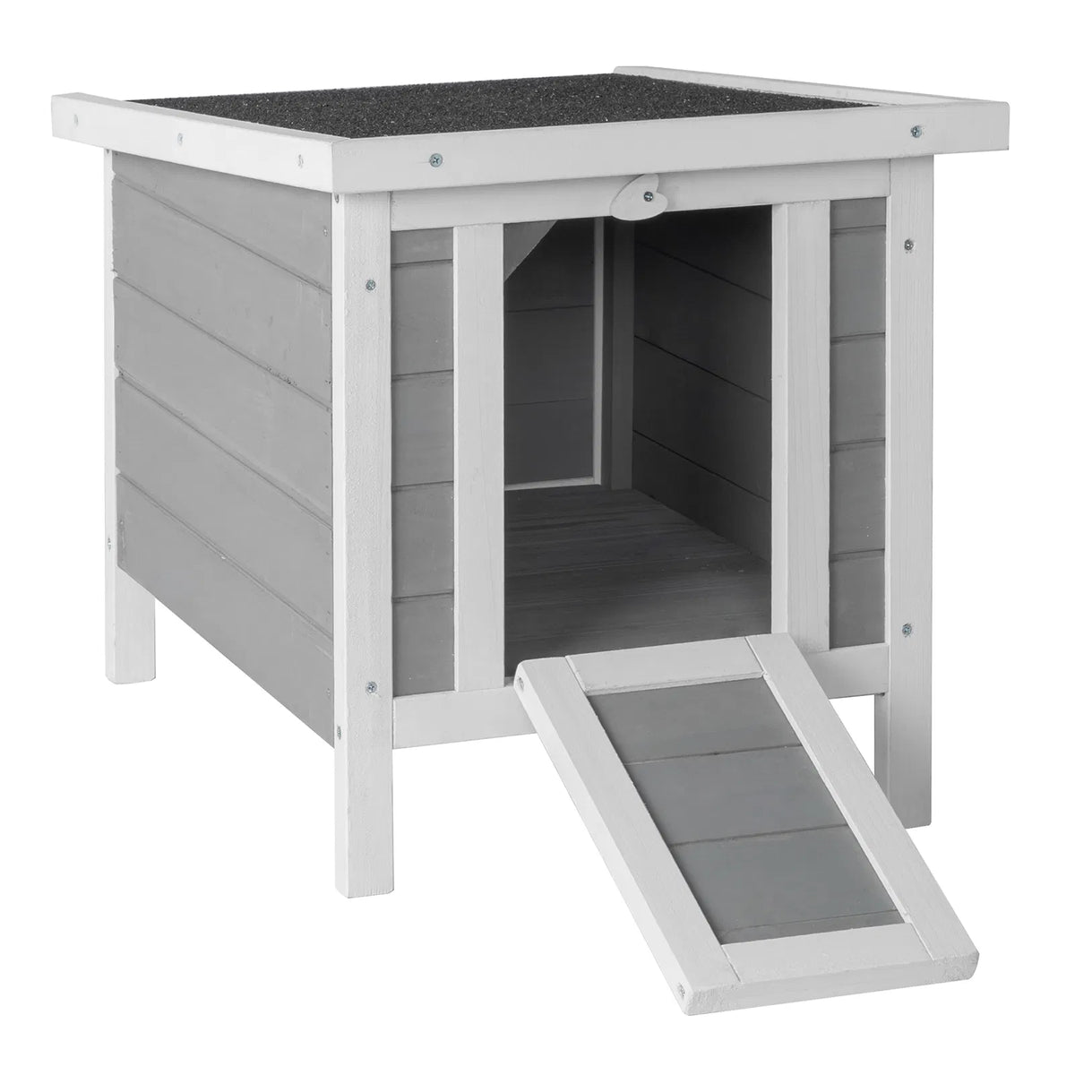 20" Wooden Waterproof Rabbit Hutch Pet Bunny Small Animal House Habitat Gray - Image 3
