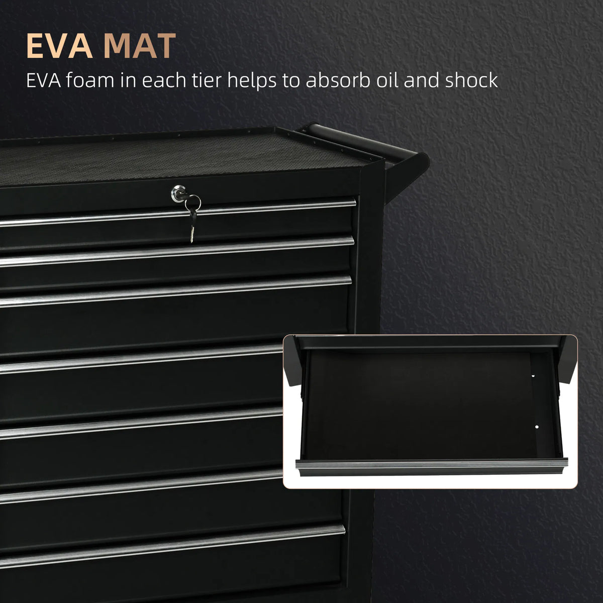Tool Chest with 7 Lockable Drawers Mobile Storage Organizer with Handle Ideal - Image 3