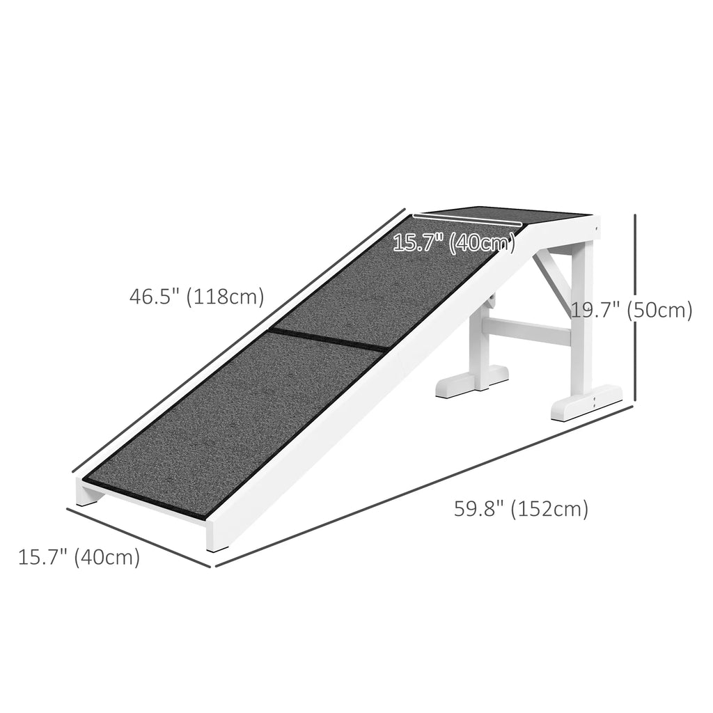 Pet Ramp Bed Steps for Dogs Cats Non slip Carpet Top Platform Pine Wood 59"L x - Image 3