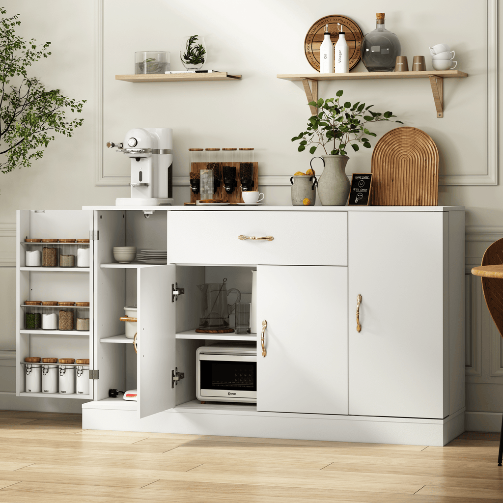 55in Sideboard Buffet Cabinet with Drawer and Four Doors