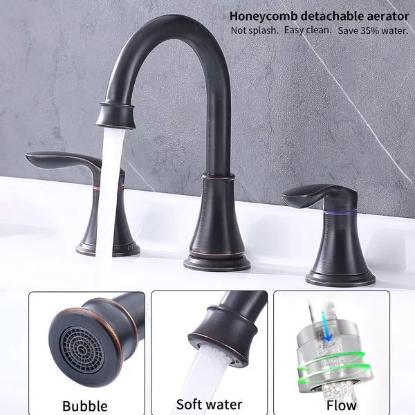 2 Handle 8 inch Widespread Bathroom Sink Faucet Oil Rubbed Bronze Lavatory Faucet - Image 4