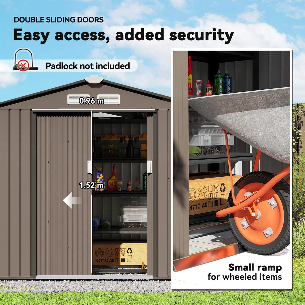 7' x 4' x 6' Garden Storage Shed Outdoor Patio Metal Tool Storage House w/ - Image 2