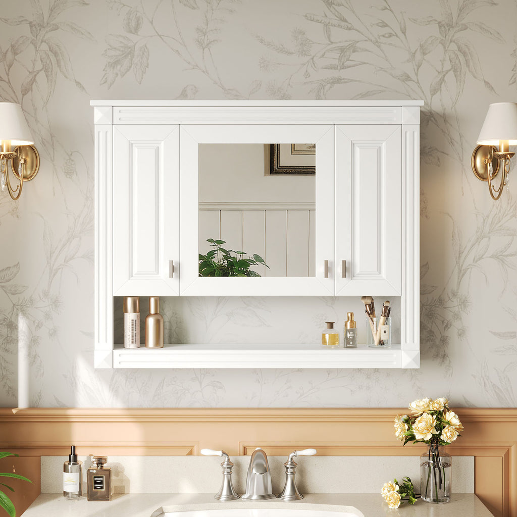 35-Inch Mirrored Bathroom Wall Storage Cabinet