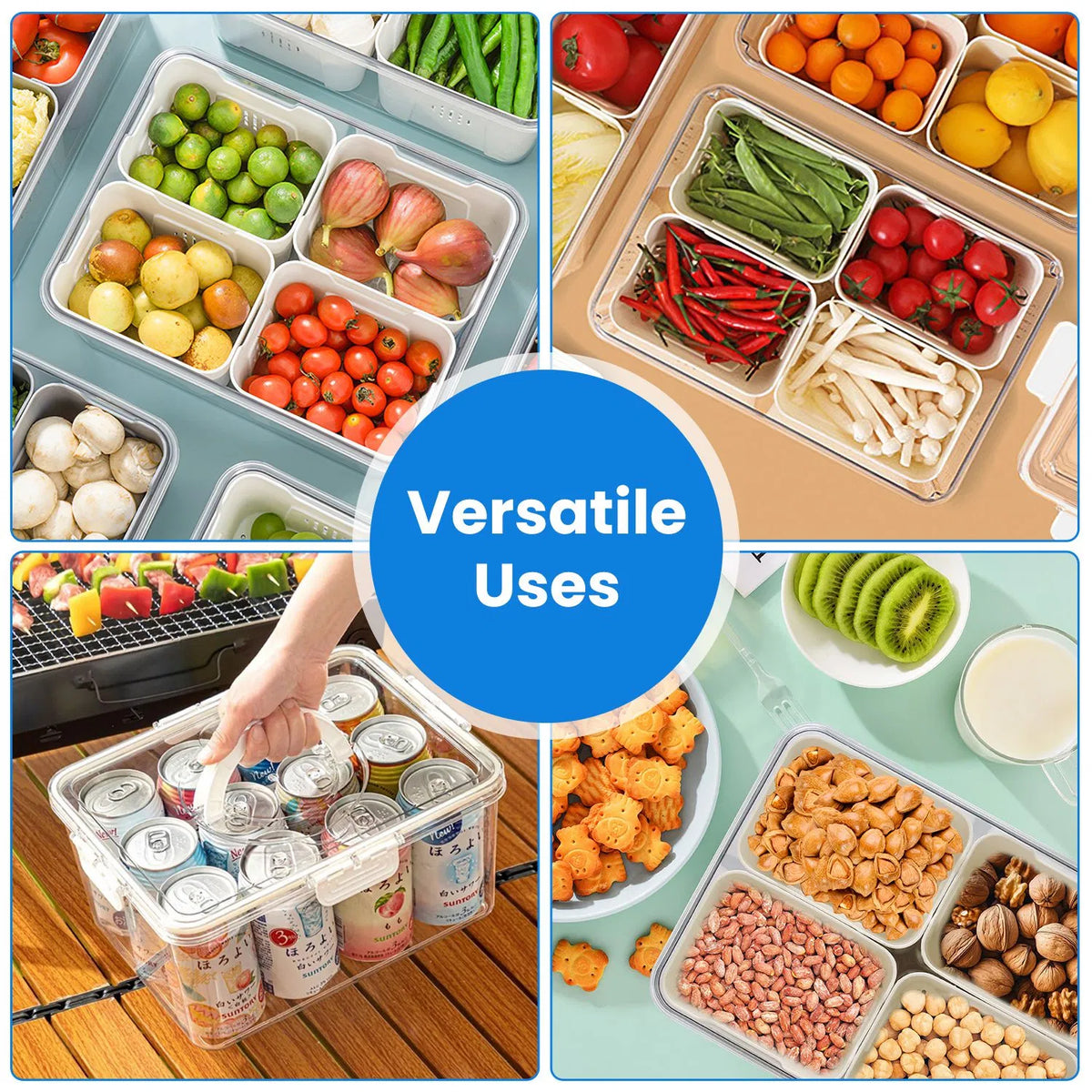 2Pack Airtight Fruit Storage Containers 4 Compartment Food Storage Containers - Image 2