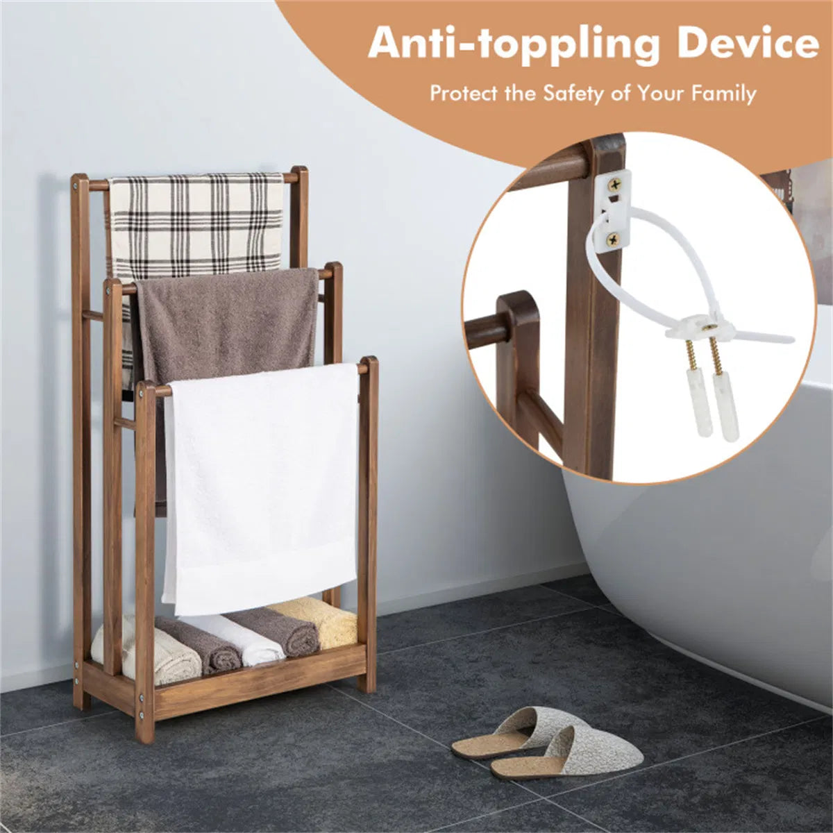Vertical Towel Rack Brown - Additional Product View 5