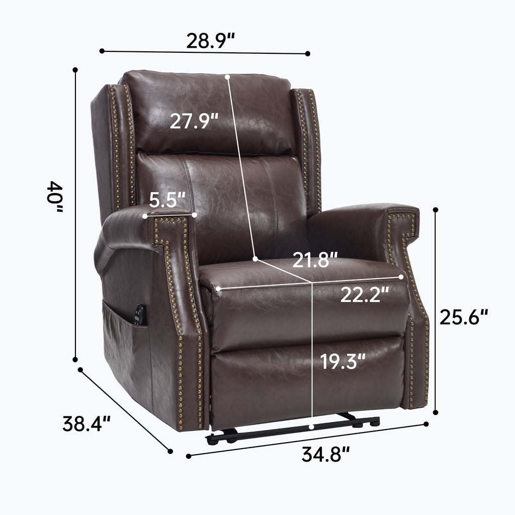 Brown Manual Recliner Chair in Faux Leather for Living Room with Heavy Duty - Image 2