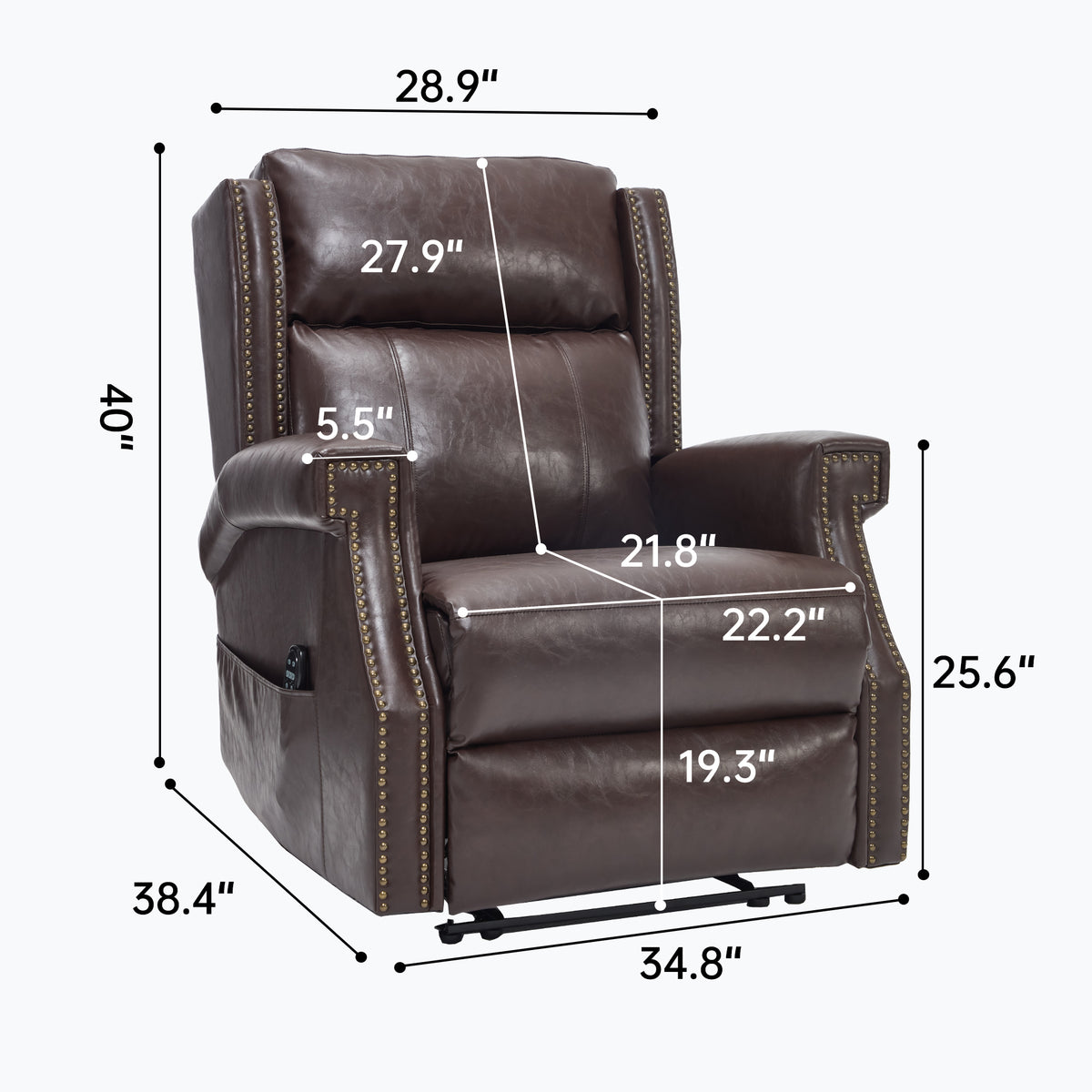 Brown Manual Recliner Chair in Faux Leather for Living Room with Heavy Duty - Image 2