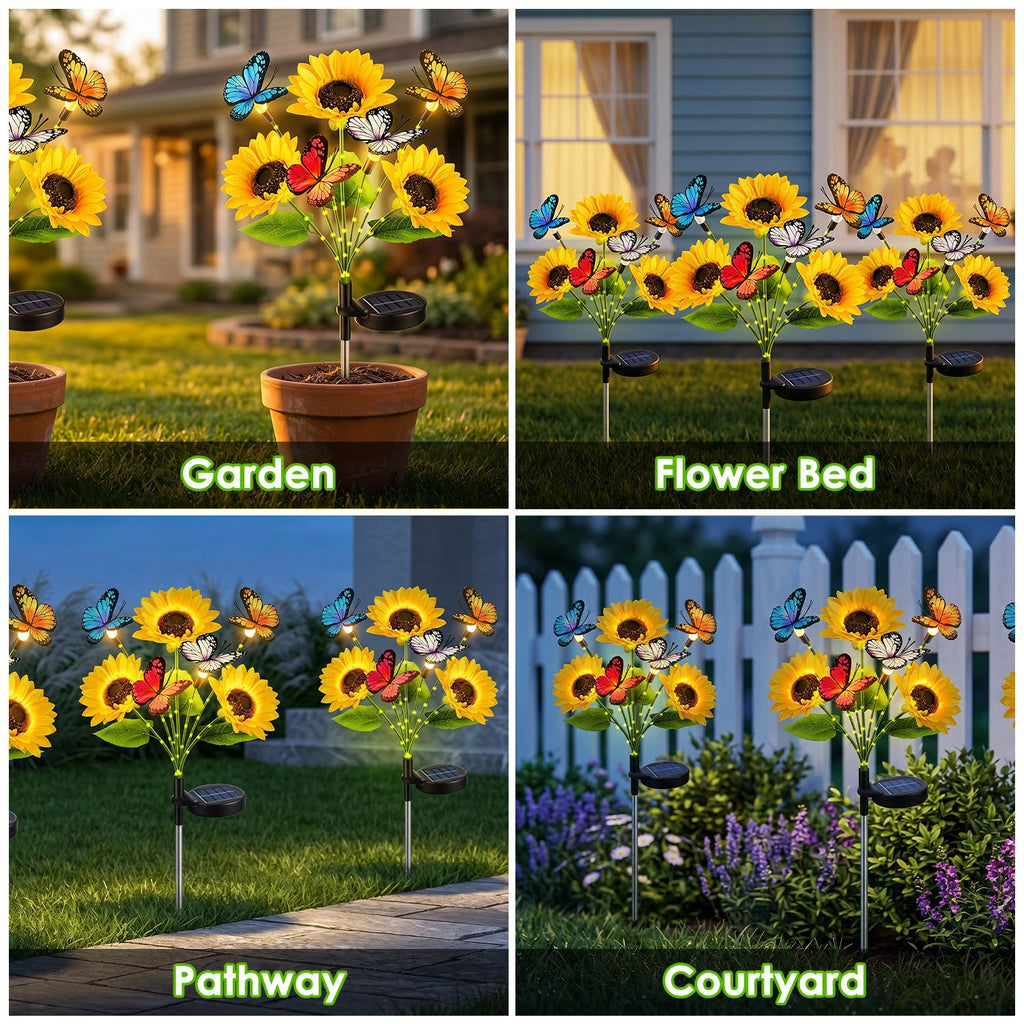 4Pcs Solar Sunflower Lights Outdoor Waterproof Warm White Solar Landscape