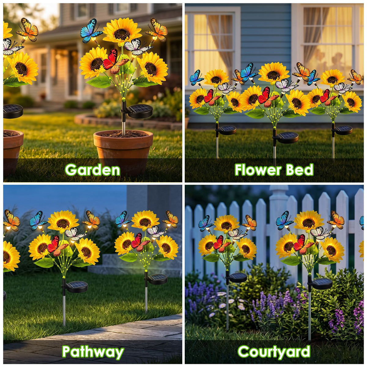 4Pcs Solar Sunflower Lights Outdoor Waterproof Warm White Solar Landscape