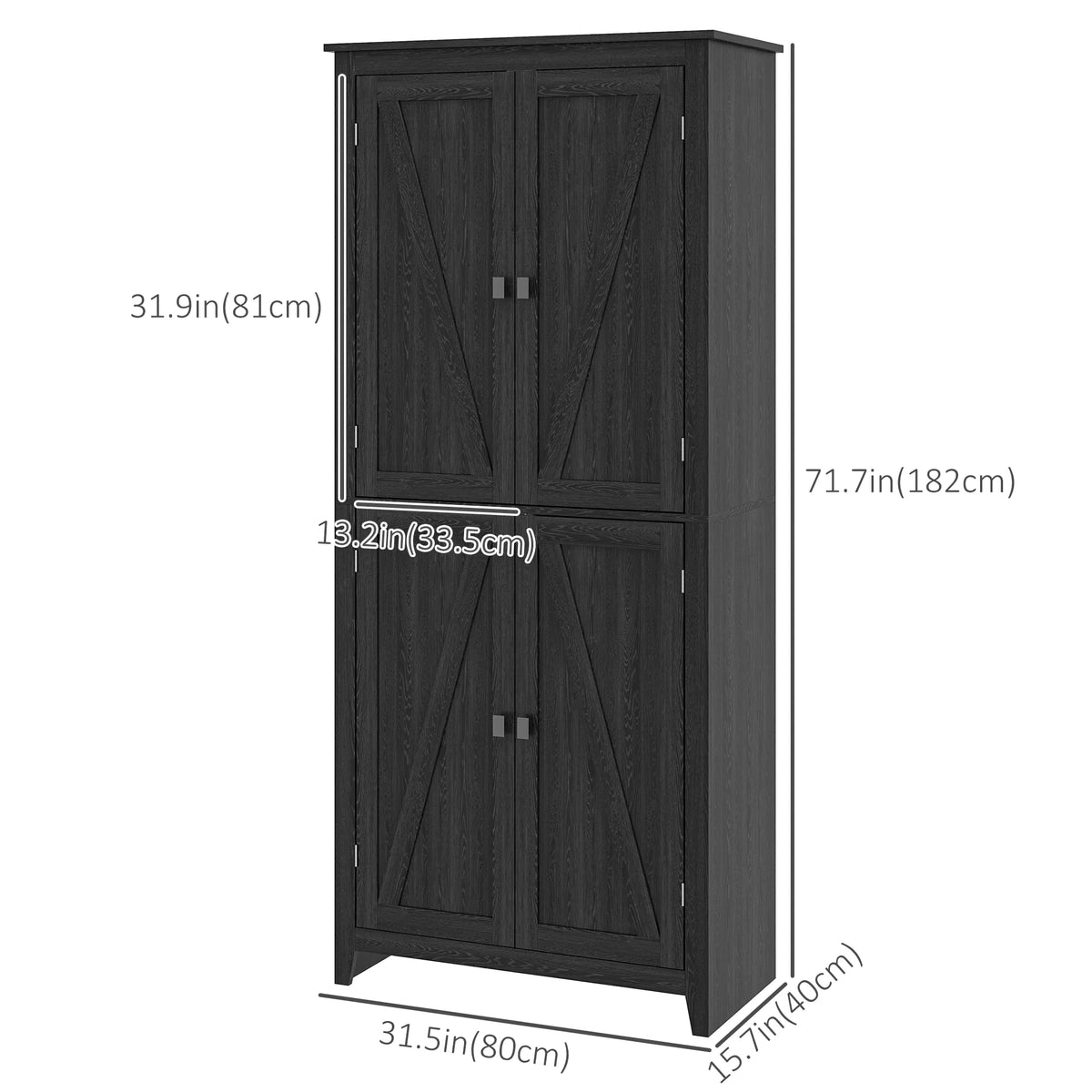 72" Freestanding Storage Cabinet Kitchen Pantry Cabinet with Doors and Shelves - Image 4