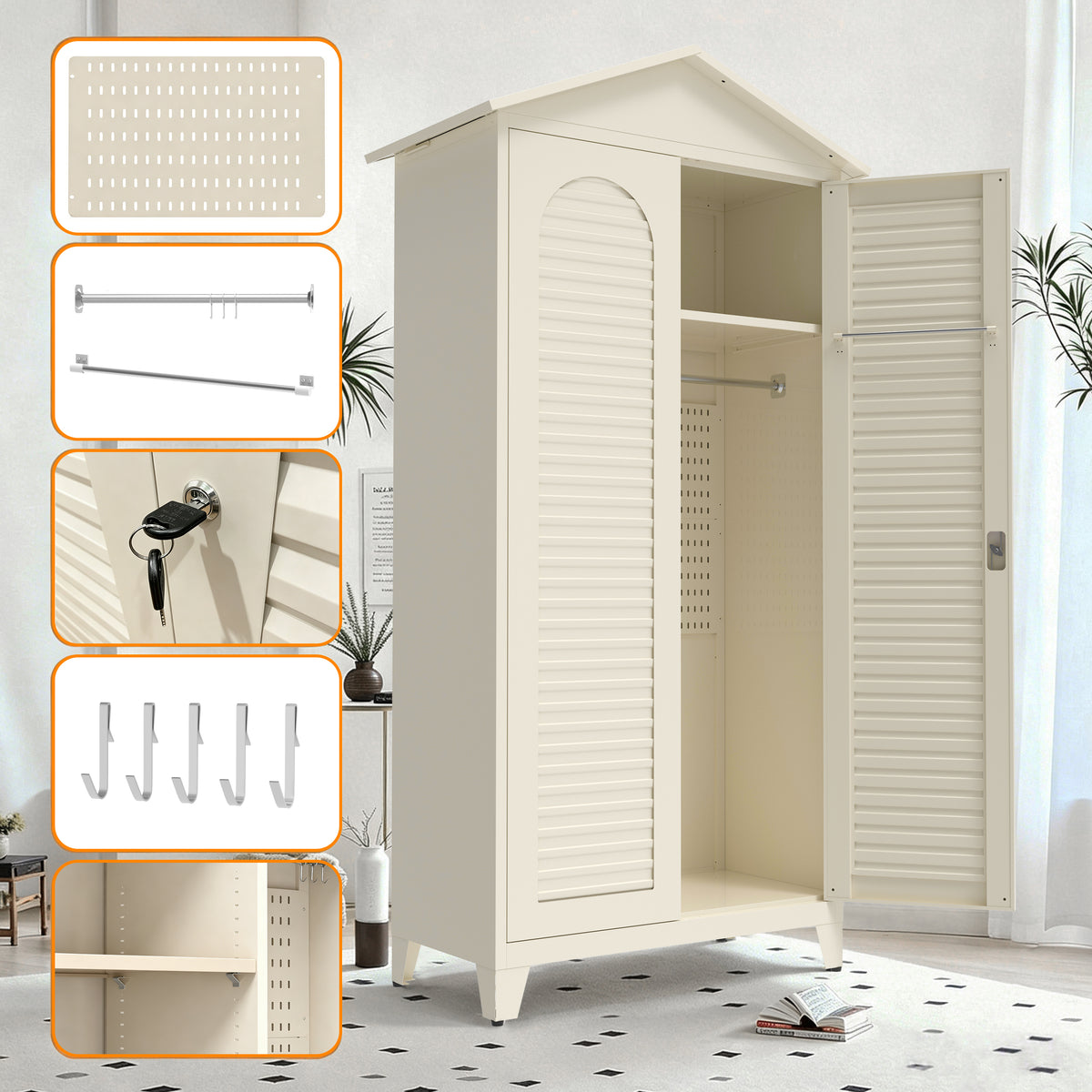 79.1 Inch Tall Metal Tool Storage Cabinet with Adjustable Shelves and Lockable Doors - Image 3