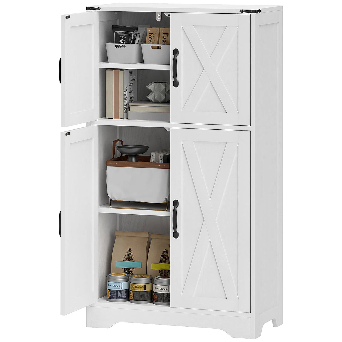 Farmhouse Kitchen Pantry Freestanding Kitchen Pantry Storage Cabinet with Barn - Image 2