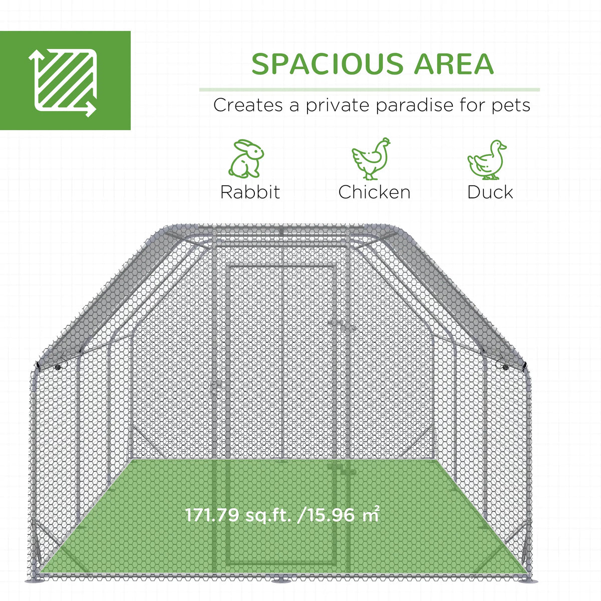 Chicken Run Galvanized Large Metal Chicken Coop Cage Walk in Enclosure - Image 5