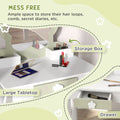 Kids Makeup Vanity Set with Stool Mirror Drawer Storage Boxes White